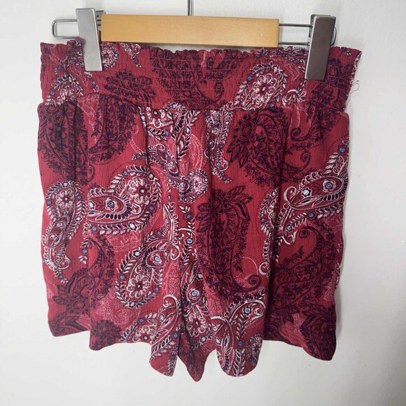 Knox Rose Women's Shorts Floral Elastic waistband Red XS - Picture 1 of 6